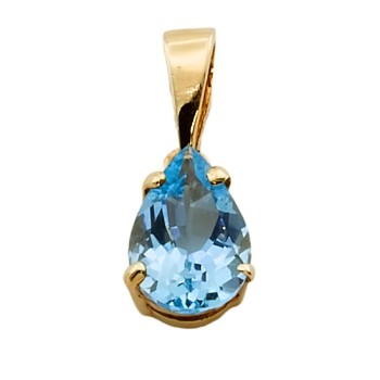 9ct gold Aquamarine Teardrop Pendant